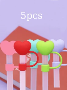 5 pièces de couvre-pailles personnalisés avec nom, bouchon de paille en silicone souple de grand diamètre 10 mm, forme de cœur, bouchon anti-poussière, couvercle de protection des pailles, compatible avec tasse, bouteille d'eau, multifonctionnel, durable, ornemental, anti-moisissure, adorable, de haute qualité, mignon, personnalisé, unique, pour elle, petite amie, famille, amis, fils, étudiants, travailleurs, enfants, pour anniversaires, mariages, remises de diplômes, pendaison de crémaillère