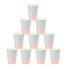 10 buc/20 buc/50 buc cești de hârtie curcubeu, de unică folosință, curcubeu, puncte aurii, pastel, pahare pentru uz zilnic, ziua de naștere, duș nupțial, festival, accesorii și decorațiuni pentru petreceri de nuntă - Multicolor - Vizualizare 1