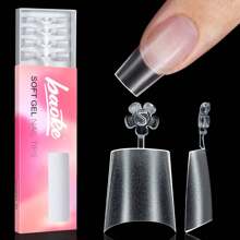 Baoke Summer Nails 240 PCS Oval Shaped Upgraded Matte Soft Gel Half Cover Nail Tips No Filed, Spring Pre-Shaped Clear Acrylic False Gelly Press On Nails For DIY Press On Nails 15 Sizes With Box Nail Supplies - Clear - View 13