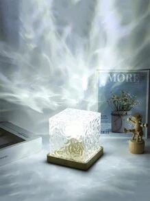 3D Wave Aurora Ceiling Projection Light, 16-Color Gradient LED Night Light, USB Powered With Remote Control, Suitable For Bedroom, Office, Bar And Restaurant Ambiance, Home Party Decor, Christmas, Halloween, Thanksgiving Gift - Square Glass Water Pattern - View 5