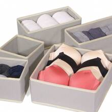 1/3/6/9/12 Packs Simple Style Foldable Cloth Storage Box Closet Dresser Drawer Divider Organizer Basket Bins For Underwear Bras Bedroom, Organizer, Home Storage, White T Shirt Women, Black Pants Women, Ladies Winter Clothes, Dress, Winter Clothes For Ladies, Elegant Woman Dresses, White Shirt For Ladies, Long Sleeve, White Jumpsuit For Women, Spring Dresses For Women, Spring Outfits For Women, Spring, Spring Clothes, Minimalist, Summer Tops - Light Gray (beige Edge) - View 3
