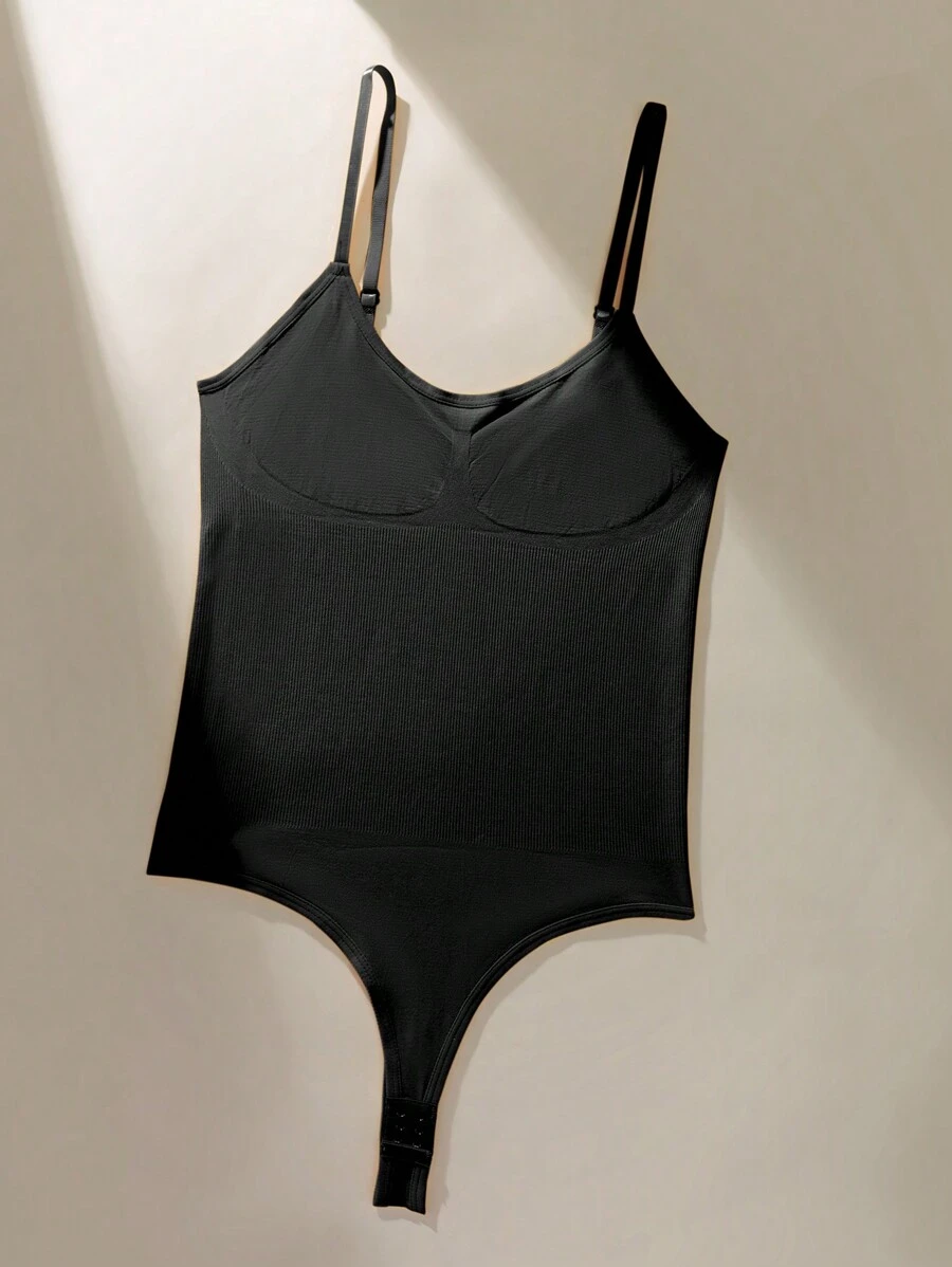 1pc Women Seamless Backless Jumpsuit, Tummy Control Shapewear - Black - View 1