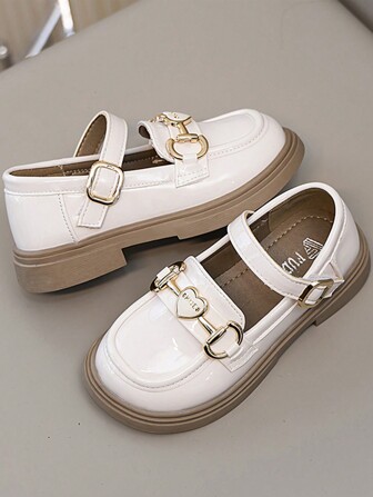 1 双可爱公主女孩仿珍珠蝴蝶结正装鞋，时尚性能鞋，鞋底柔软防滑