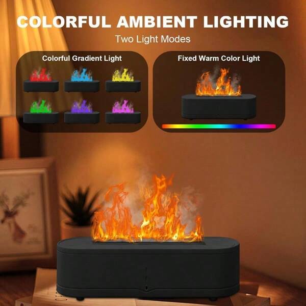 Humidificador con llama de color USB: Difusor de aceites esenciales aromáticos con niebla de 260ml, humidificador ultrasónico con volcán, silencioso, sin agua, con apagado automático, 7 colores de llama, difusor de niebla fría para hogar, habitación grande, dormitorio, oficina, yoga