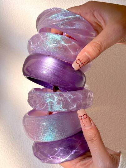 1pc Women Asymmetrical Circle Shaped Purple Series Bracelet, Sexy & Unique, Suitable For Wearing All Year Round, Gift For Parties Valentines