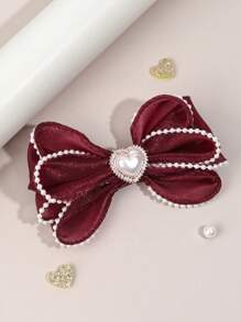 1 件装幼儿女孩蝴蝶结发夹，甜心水钻装饰蝴蝶结，精致仿珍珠边发夹，薄纱网状鳄鱼夹，适合儿童青少年的完美礼物，适合日常生活 - 彩色 - 查看 15