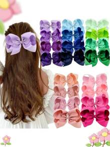 4 件装女孩发饰 - 6 英寸渐变蝴蝶结发夹套装 - 涤纶和铁材质 - 混合颜色 - 适合 3-14 岁儿童的可爱发饰 - 适合日常佩戴和特殊场合 - 送给小女孩的超棒礼物