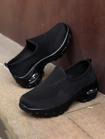 2024 女士厚底网眼透气防滑户外休闲增高防滑鞋