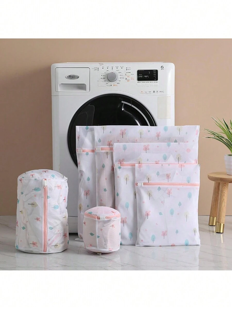 1 Pc/6pcs Thick Underwear Laundry Bag, Bra Washing Bag, Mesh Washing Bag, Clothes Washing Mesh Bag,Spring,Minimalist,Summer Tops - Pink - View 1