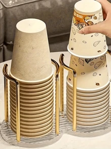 1 件优雅亚克力一次性杯架 - 适合家庭、咖啡厅、办公室和酒店使用，豪华杯架，家庭和餐厅的储物架，回到学校