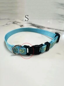 Glow In The Dark Paw Print Pet Collar, Suitable For Dogs And Cats Indoor And Outdoor Use - Baby Blue - View 4