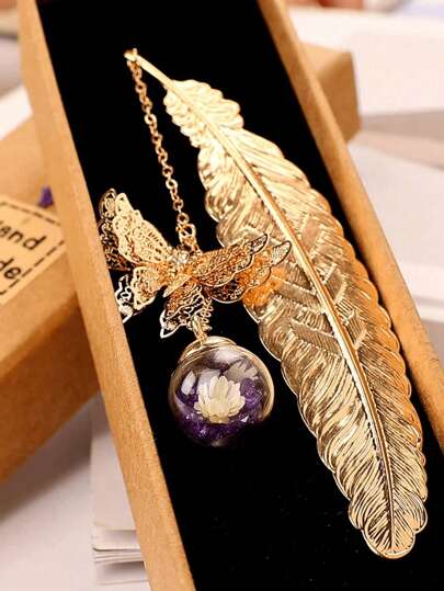 1 件蝴蝶书签，书签礼物，适合爱书人、学生、作家、读者的优雅阅读配件，生日、毕业典礼和一般送礼的理想礼物，情人节礼物，母亲节，教师节，学生生日礼物（不含礼品盒）