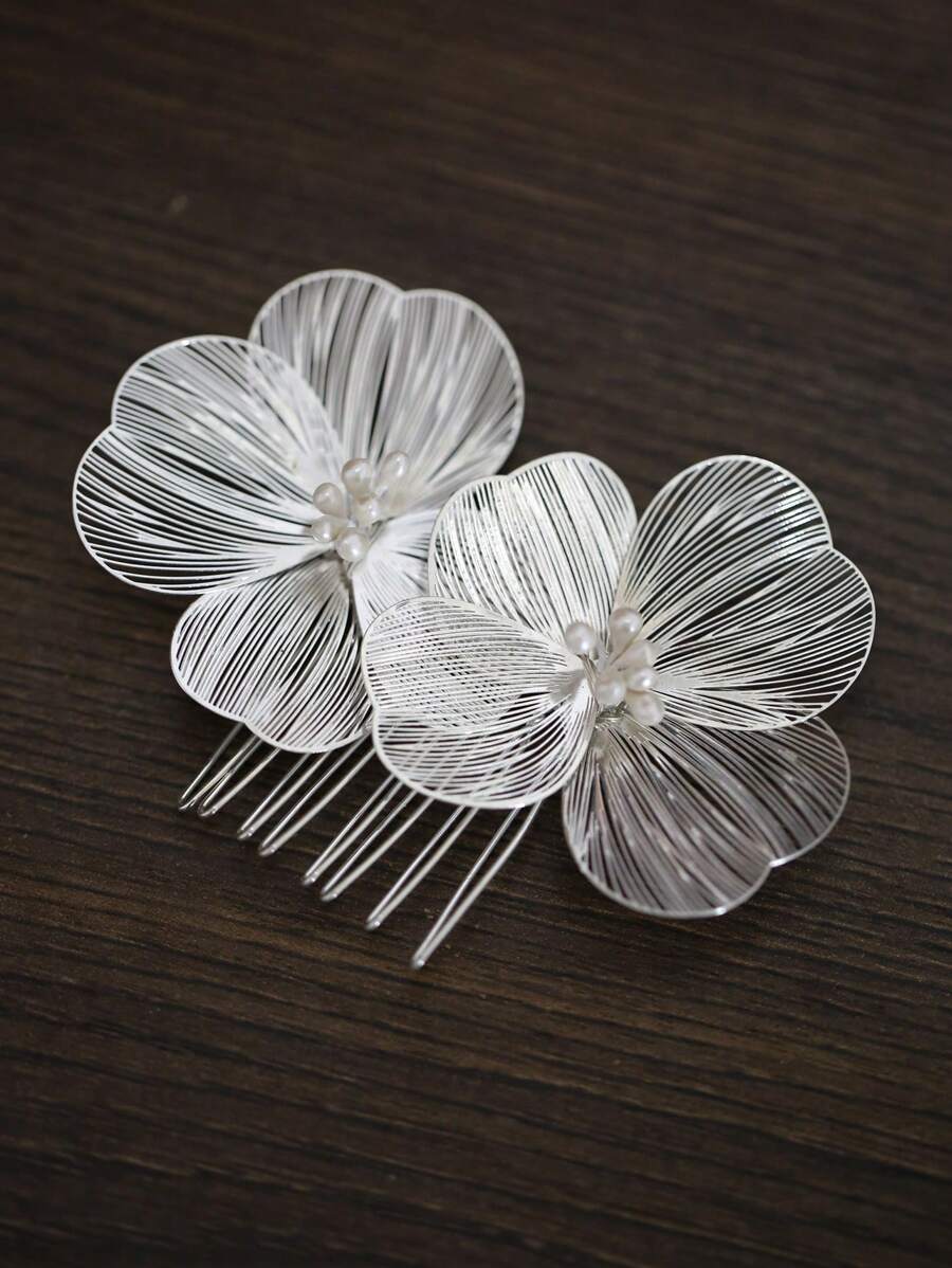 1 pieza Accesorio para el cabello de lazo plateado para fiesta nupcial, hecho a mano, adecuado para bodas, accesorios del Día de San Valentín