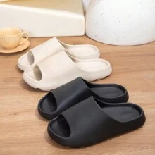 女士云拖鞋，休闲防滑拖鞋，露趾 EVA 凉鞋，适合室内、户外、海滩、淋浴、春季和夏季 - 黑色 - 查看 5