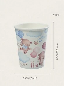 10pcs/25pcs Teddy Bear Balloon Themed Paper Cups, Disposable Paper Cups, 9-Ounce/250ml Paper Cups, Disposable Beverage Cups, Disposable Coffee Cups For Birthday Parties, Suitable For Weddings, Homes, Offices, Beverage Cups, Cold Drink Cups, Hot Tea Cups, Coffee Cups, Dining Cups, Birthday Party Supplies And Accessories - Multicolor - View 5