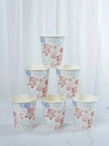10pcs/25pcs Teddy Bear Balloon Themed Paper Cups, Disposable Paper Cups, 9-Ounce/250ml Paper Cups, Disposable Beverage Cups, Disposable Coffee Cups For Birthday Parties, Suitable For Weddings, Homes, Offices, Beverage Cups, Cold Drink Cups, Hot Tea Cups, Coffee Cups, Dining Cups, Birthday Party Supplies And Accessories - Multicolor - View 3