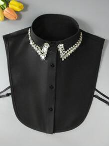 1 pièce col détachable de luxe haute qualité avec strass brillants, accessoire de mode élégant et polyvalent pour blouse, convient pour le printemps, l'été, l'automne et l'hiver