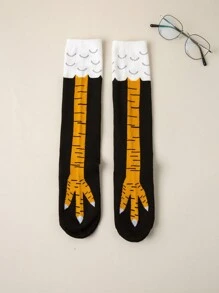 1 Pair Novelty Unisex Chicken Claw Design Knee-High Socks, Fun Cartoon Anime Socks, Cute Gift For Boyfriend, Fall - Multicolor - View 11