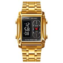 Skmei Montre-bracelet en acier inoxydable pour hommes Skmei 1868, résistante à l'eau 3 ATM, montre numérique en alliage