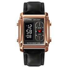 Skmei Montre-bracelet en acier inoxydable pour hommes Skmei 1868, résistante à l'eau 3 ATM, montre numérique en alliage
