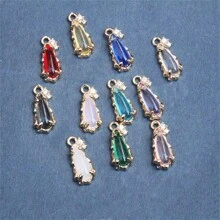5/10pcs Copper Edged Cubic Zirconia Glass Water Drop Pendant, DIY Earring, Necklace, Bracelet Materials, Jewelry Accessories