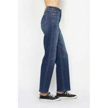 Full Size High Waist Tummy Control Jeans - 黑暗的 - 查看 5
