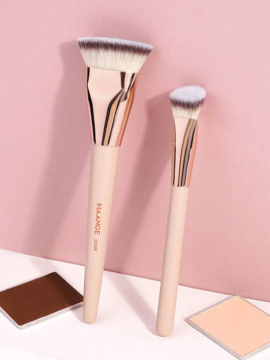MAANGE 2Pcs Professional Facial Makeup Brushes With Soft Foundation Brush Triangle Concealer Brush Eyeshadow Brush,Makeup Tool With Soft Fiber For Easy Carrying,Brush For Travel,Gifts For Women&Girls