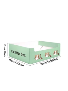 1 pieza Caja de arena para gatos desechable y plegable, inodoro portátil para gatos, bandeja de arena para mascotas para uso en exteriores - Multicolor - Ver 3