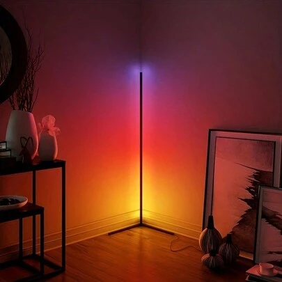 2个/1个LED落地角灯 - 1600万种颜色和230种动态照明模式 - App/遥控器控制 - 音乐同步 - 安装简便 - 适用于客厅、游戏室等。