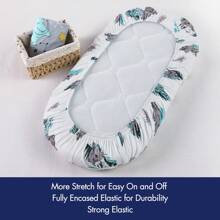 2 件装涤纶卡通印花婴儿床床单，安全舒适，助您健康睡眠 - 大象與北極熊 - 查看 5