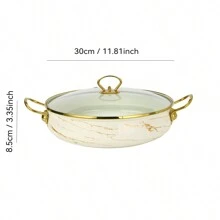 1 件高品质大容量黑白大理石经典汤锅、砂锅，耐用易清洗，适用于餐厅和家庭厨房，兼容明火、燃气和电磁炉