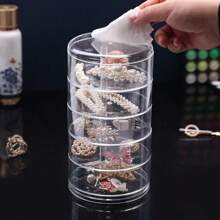 360-Degree Rotating Transparent Jewelry Box, Multi-Layer Jewelry Box, Dust-Proof Finishing Shelf, Jewelry Necklace Storage Box