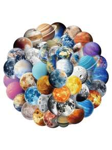 50 miếng dán trong suốt Planet PET cho sổ tay, máy tính xách tay, sổ lưu niệm, nhật ký, đàn ghi ta, mũ bảo hiểm, hộp lưu trữ, miếng dán DIY chống thấm nước, đồ dùng học tập, trở lại trường - Nhiều màu - Xem 10