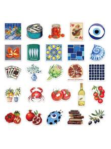 50pcs Mediterranean Style Art Stickers, PVC Material, Gifts, Cartoon Decor, Scrapbooking, Notebook, Laptop, Luggage, Guitar, Water Bottle, Phone Case, DIY Stickers - Multicolor - View 8