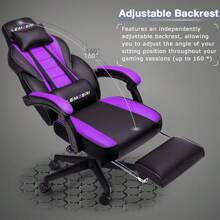 Gaming Chair With Massage, Ergonomic Heavy Duty Design, Gamer Chair With Footrest And Lumbar Support, High Back Office Chair, Big And Tall Gaming Computer Chair,Halloween Decor - Black+Purple - View 4
