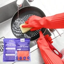 1 双/2 双可重复使用家用清洁手套，橡胶厨房洗碗手套，用于洗碗和清洁任务，灵活持久防滑（中号、大号） - 彩色 - 查看 4