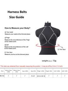 时尚哥特式配饰 - 女士胸部塑形腰带、性感内衣配饰、胸部内衣带、链式肩带、带链装饰的黑色 PU 皮革、束腰带、角色扮演、节日配饰、束腰带 - 黑色 - 查看 8