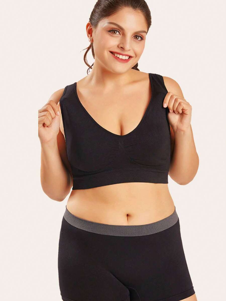 1 chiếc áo ngực thể thao kiểu Âu & Mỹ, có đệm mút tháo rời, siêu mỏng, đủ kích cỡ kể cả cỡ lớn, nhẹ, ôm sát, kiểu áo ngực thể thao lưng chữ Y. - màu đen - Xem 1