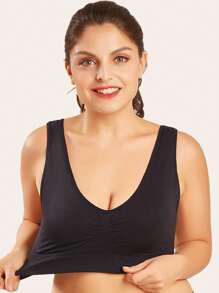 1 chiếc áo ngực thể thao kiểu Âu & Mỹ, có đệm mút tháo rời, siêu mỏng, đủ kích cỡ kể cả cỡ lớn, nhẹ, ôm sát, kiểu áo ngực thể thao lưng chữ Y. - màu đen - Xem 2