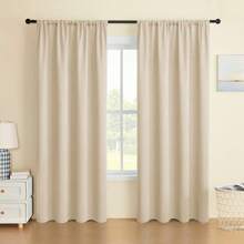 1pc Blackout Curtain With Subtle Pattern, Top Pocket For Rod, Easy Installation, Bohemian Striped Style, Suitable For Home, Party, Gift And Multi-Purpose Use - Beige - View 5