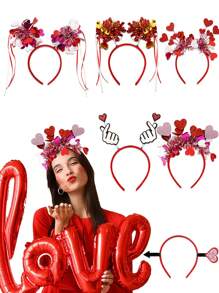 1 pièce, Serre-tête de la Saint-Valentin avec sequins en forme de cœur. Accessoire de cheveux de la Saint-Valentin en fil de métal rouge. Accessoire de photo de fête, décoration de mariage. Accessoire de cheveux pour femmes et filles. Accessoire pailleté pour carnaval, fête à thème romantique, fournitures de décoration de mariage