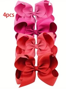 4 件装女孩发饰 - 6 英寸渐变蝴蝶结发夹套装 - 涤纶和铁材质 - 混合颜色 - 适合 3-14 岁儿童的可爱发饰 - 适合日常佩戴和特殊场合 - 送给小女孩的超棒礼物