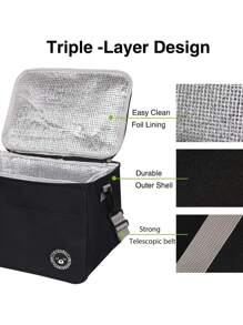 1 个保温午餐袋，可重复使用保温午餐袋防漏大号午餐盒冷藏手提袋，防水便携，适合在办公室、野餐或海滩派对携带，保持食物新鲜，返回学校