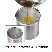 1 Gal Stainless Grease Container With Strainer & Lid, Fryer Oil & Bacon Fat Storage.