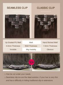 Yilite 14-20 Inch Seamless Clip-In Hair Extensions, Real Human Hair, #2 Dark Brown, Remy Clip-In Hair Extensions, Real Human Hair, Invisible PU Skin Weft, Natural Remy Clip-In Hair Extensions, Real Human Hair - S2 - View 5