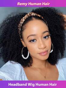 头带假发 人发 卷曲人发假发 无蕾丝假发 无胶假发 人发全机器制造 巴西雷米人发假发 女士 180% 密度 - SNatural - 查看 2