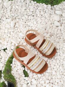 1 双婴儿仿珍珠和闪光编织公主风格软底可爱凉鞋，夏季 - 彩色 - 查看 10