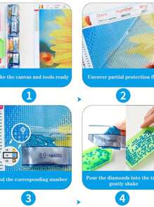 1 Set Of 20"X20" Diamond Painting Kit, 5D Handmade DIY Colorful Snow Wolf, Home Decor, Surprise Gift - Multicolor - View 6