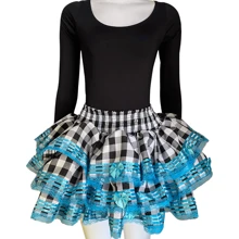 JUNINA SKIRT COUNTRY PARTY CHESS SQUARE SÃO JOÃO ADULT - 藍色 - 查看 2