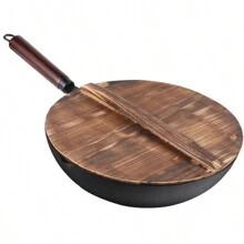 TIROTO 12.6" Carbon Steel Wok-11Pcs Woks & Stir Fry Pans Wok Pan With Lid, No Chemical Coated Chinese Wok With 10 Cookware Accessories, Flat Bottom Wok For Electric, Induction,Gas Stoves - 12.6 Inch - 查看 6